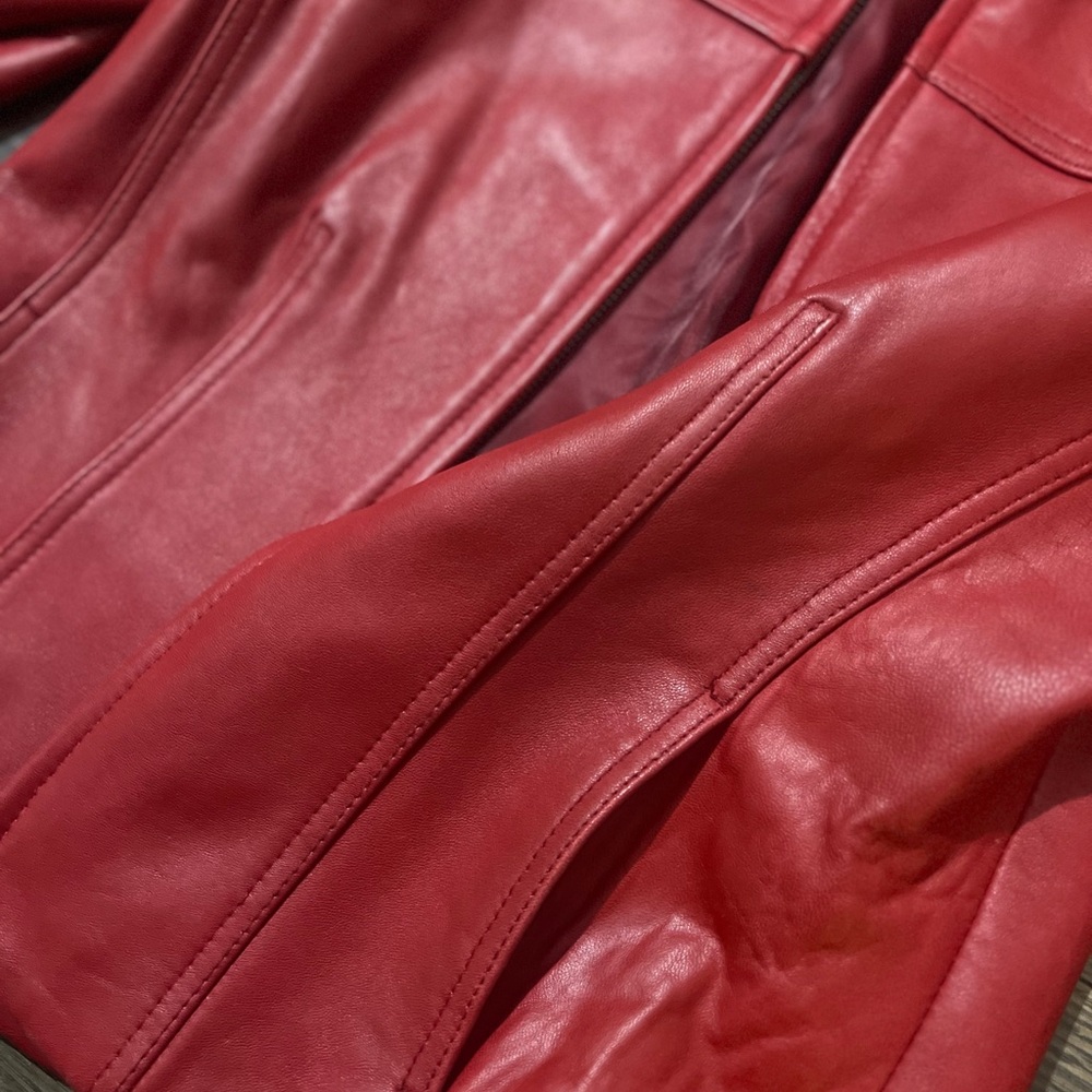 Avanti Vibrant Red Leather Jacket - Picture 11 of 11